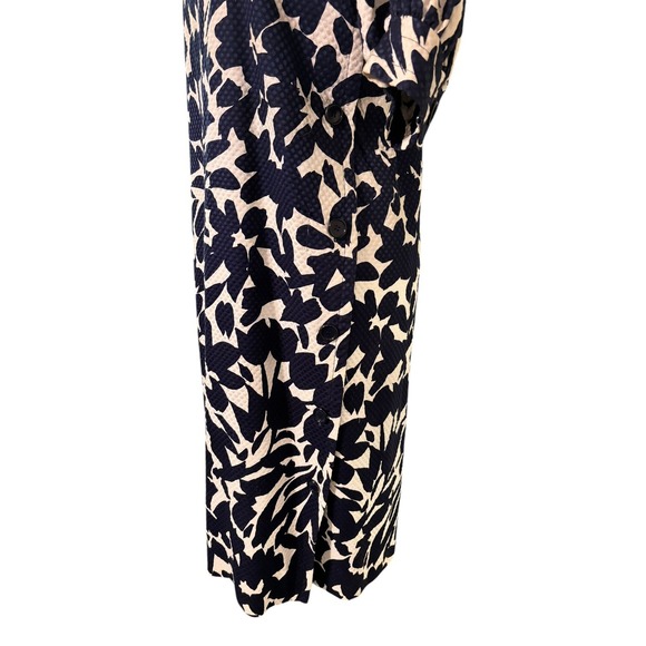 Vintage GIVENCHY 80s Blue White Floral Dress Button Detail Made In France - Picture 3 of 11